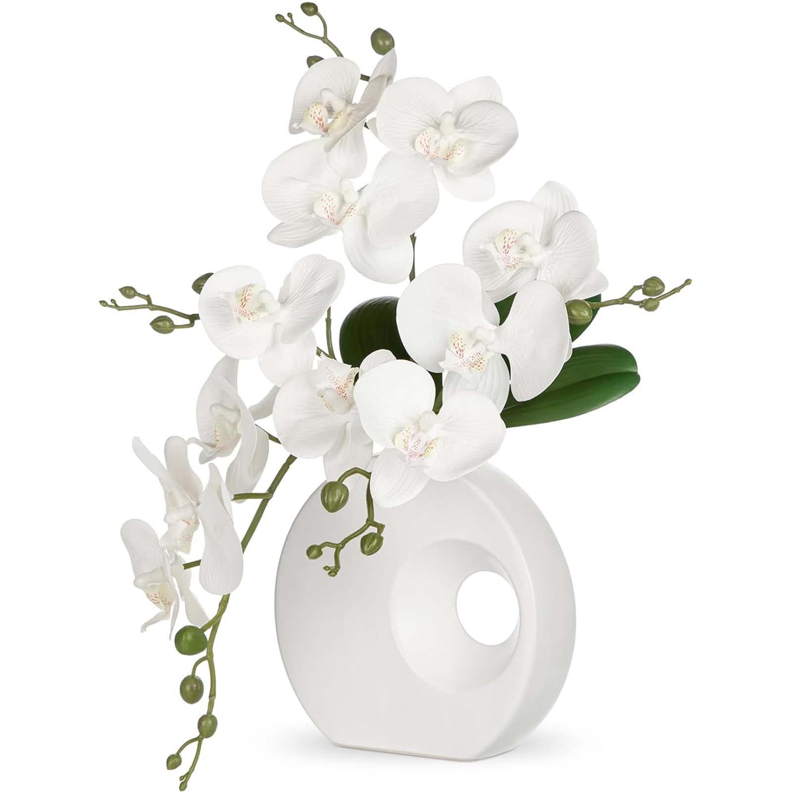 特大サイズ　白　胡蝶蘭　造花　陶器鉢　アートフラワー　ホワイト　美品　送料込み Amazon｜Villa Como 造花 アートフラワー インテリア 胡蝶蘭 枯れない
